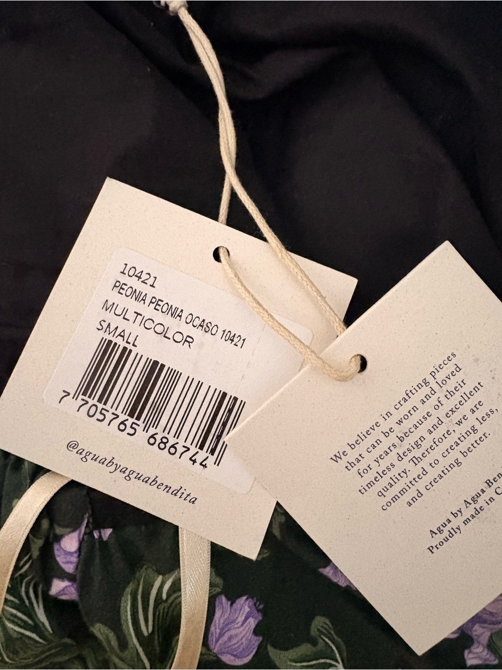 AGUA BY AGUA BENDITA Green / Purple Floral Print PEONIA OCASO Maxi Dress Small S - Picture 6 of 6
